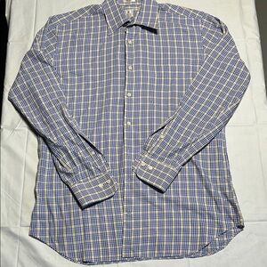 Peter Millar Men's Checkered Shirt‎ in Blue and Yellow